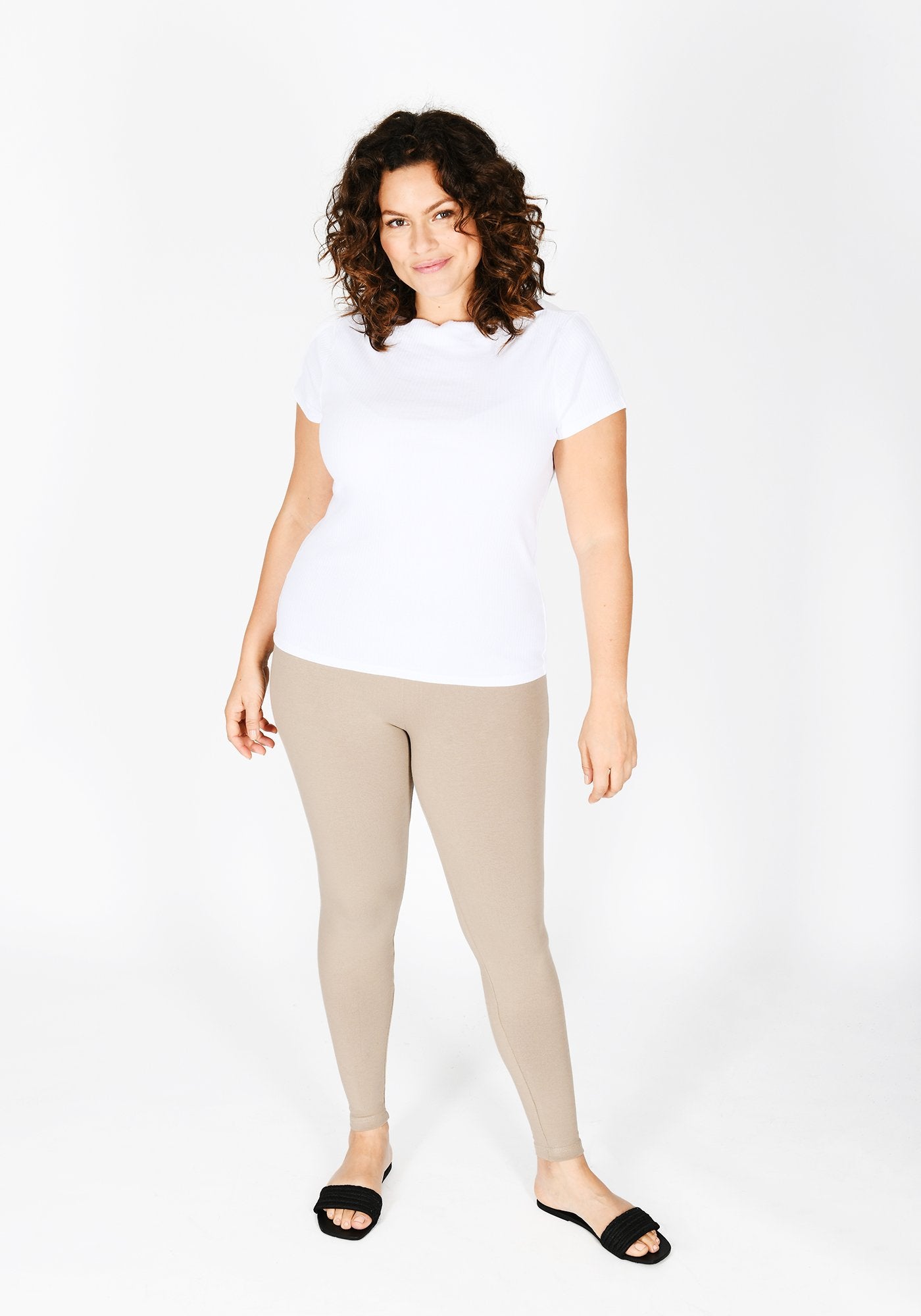 Plus Size Oatmeal Beige High Waisted Leggings