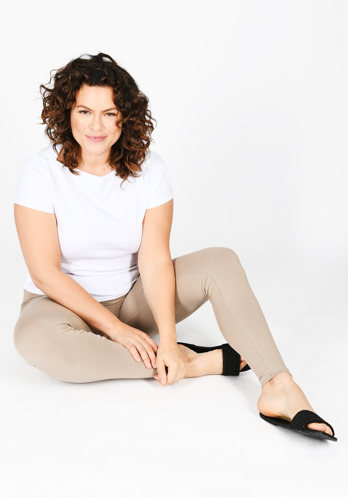 Plus Size Oatmeal Beige High Waisted Leggings