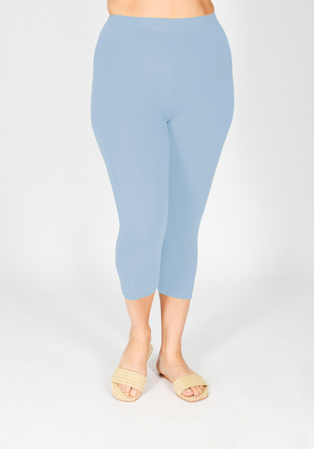 Plus Size Powder Blue Classic Cropped Leggings