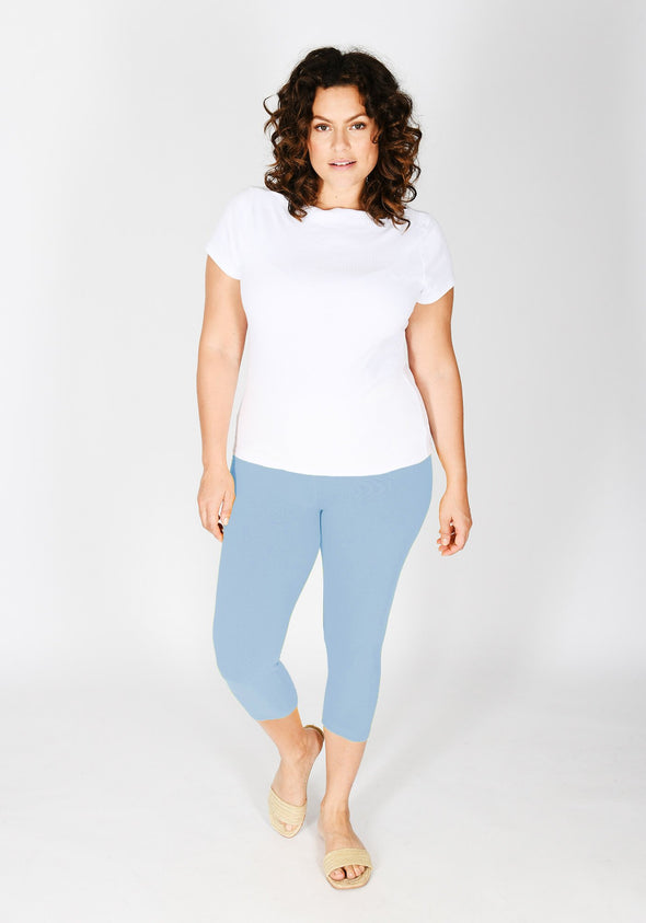 Plus Size Powder Blue Classic Cropped Leggings