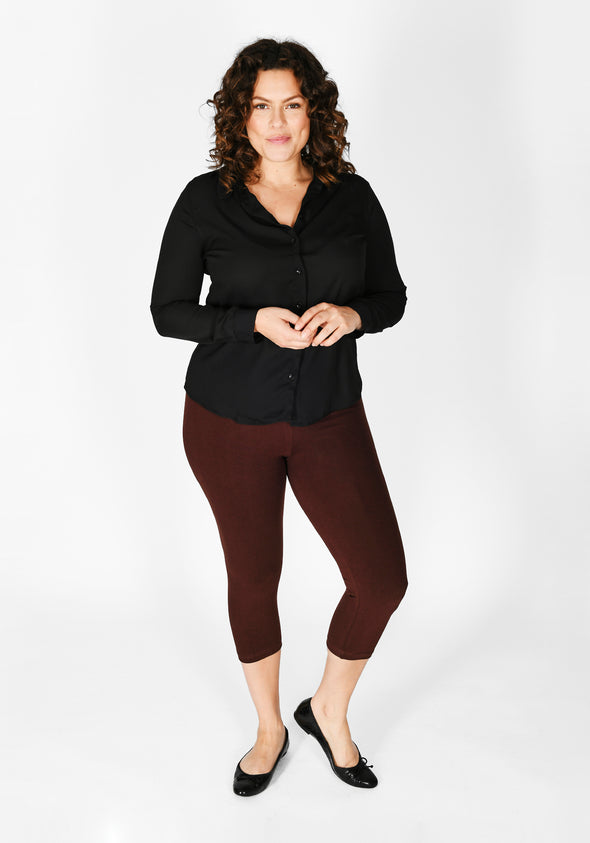 Plus Size Chocolate Brown Cropped Leggings