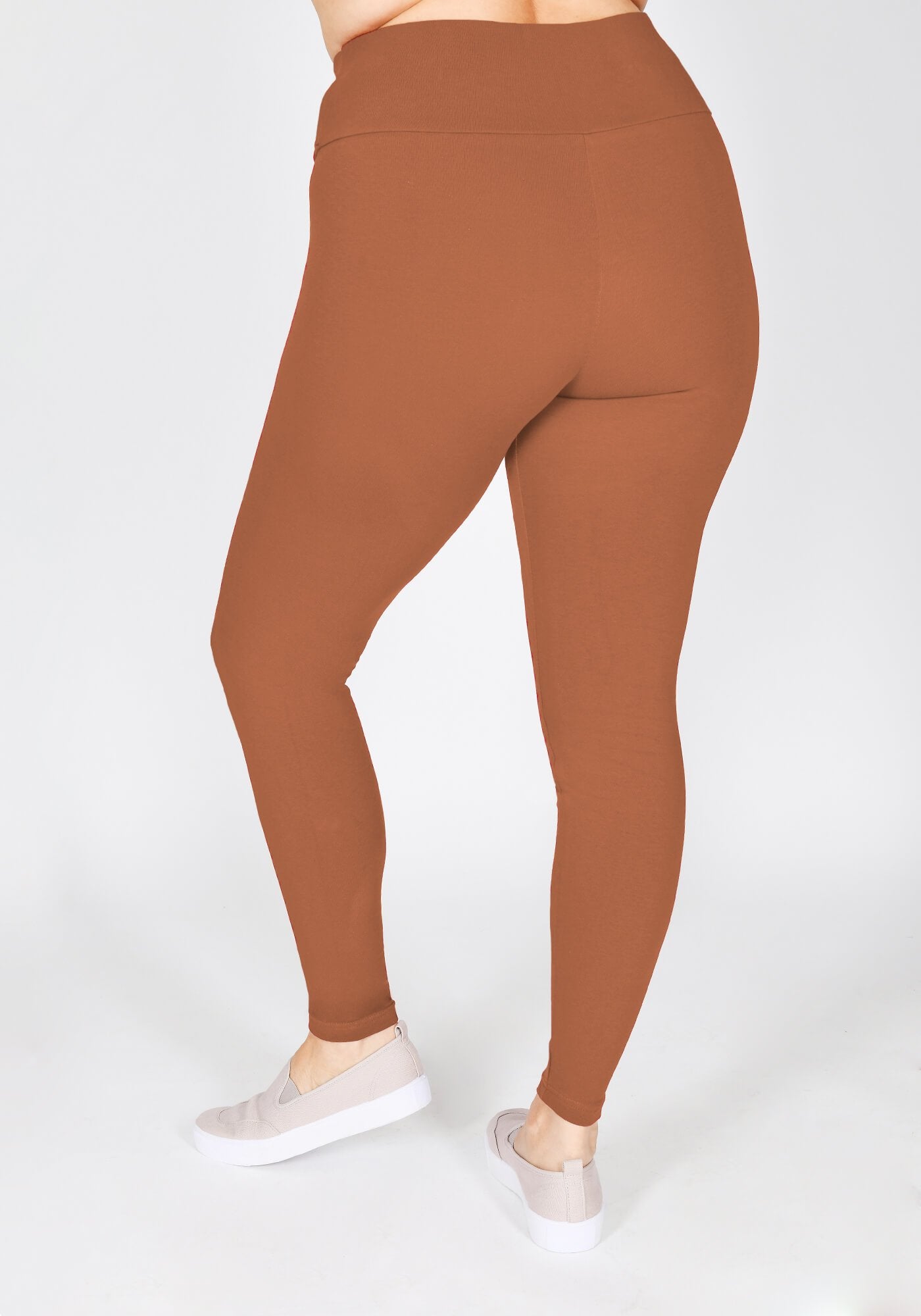 Plus Size Mocha Brown Classic High Waisted Leggings