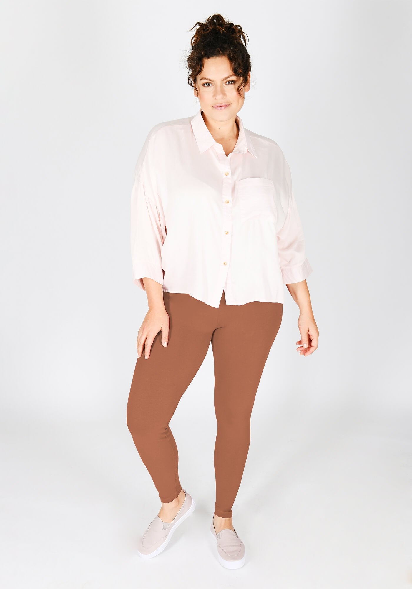 Plus Size Mocha Brown Classic High Waisted Leggings
