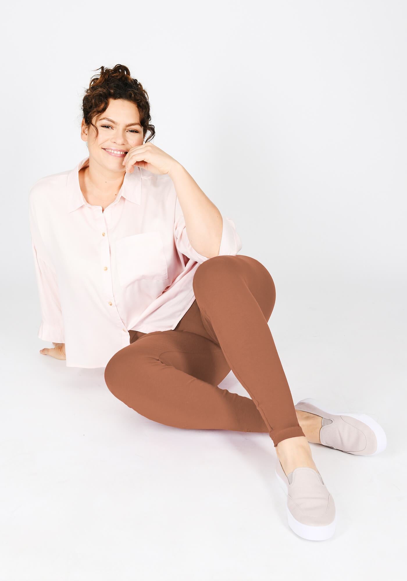 Plus Size Mocha Brown Classic High Waisted Leggings