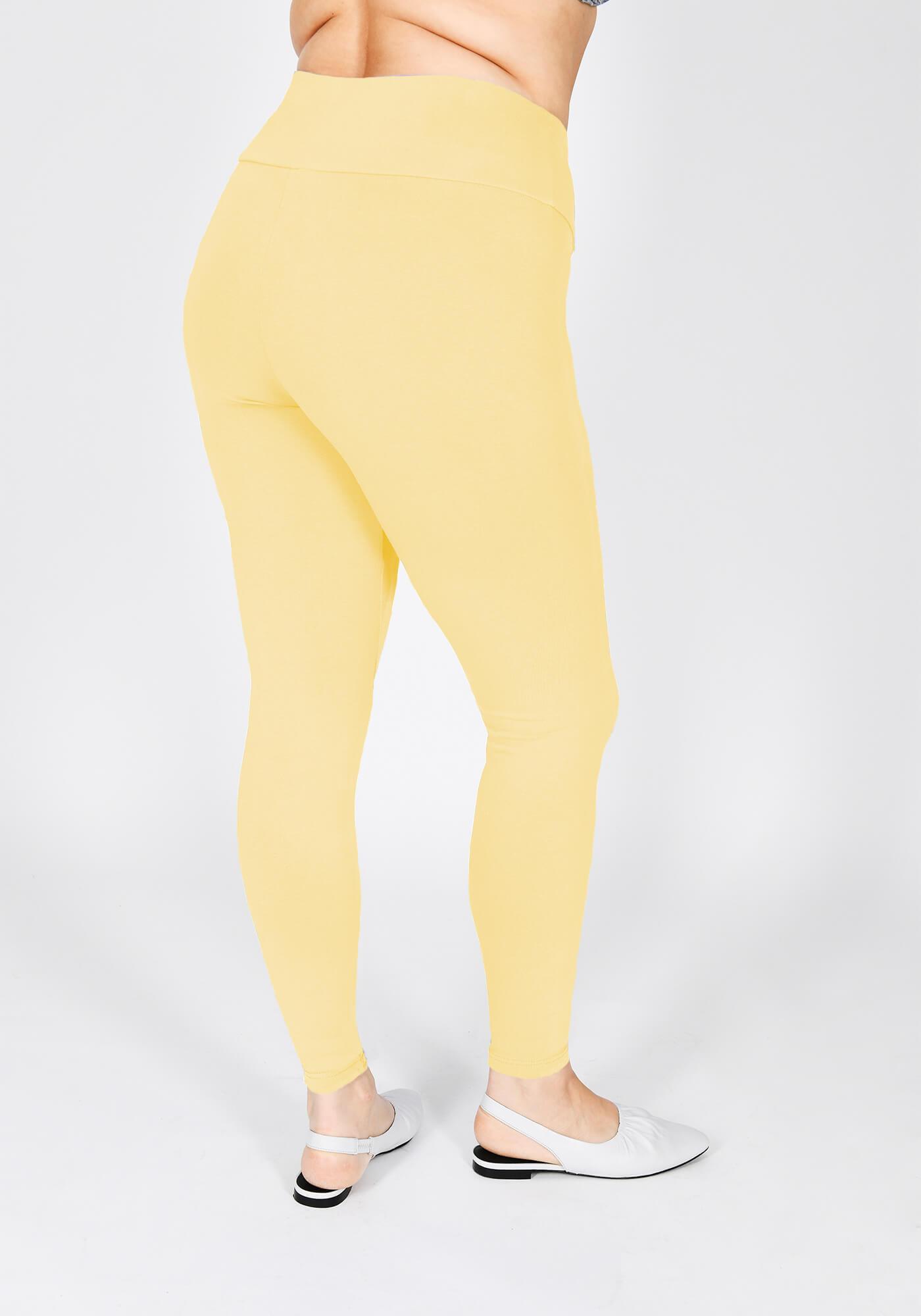 Plus Size Pastel Yellow Classic High Waisted Leggings