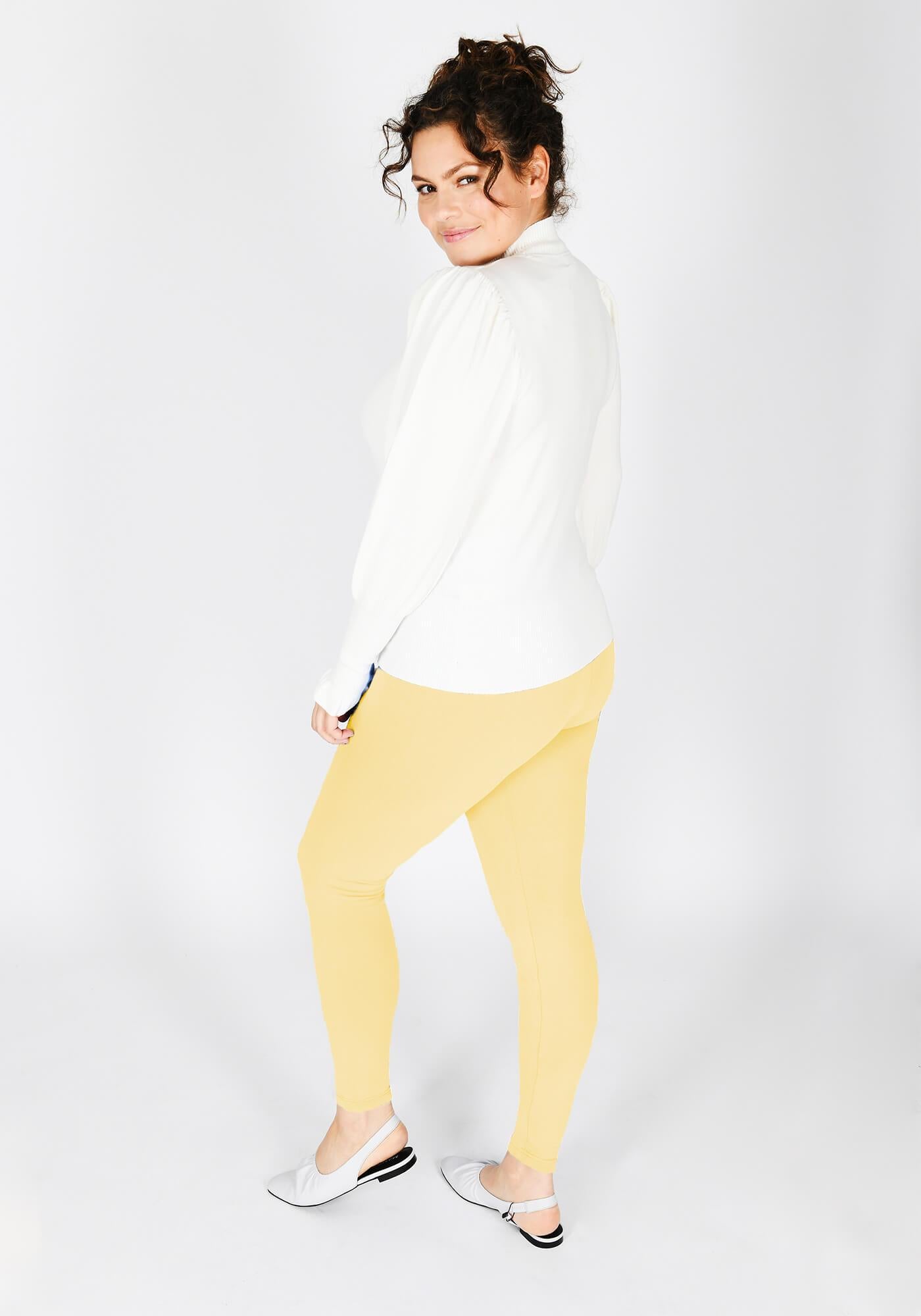 Plus Size Pastel Yellow Classic High Waisted Leggings