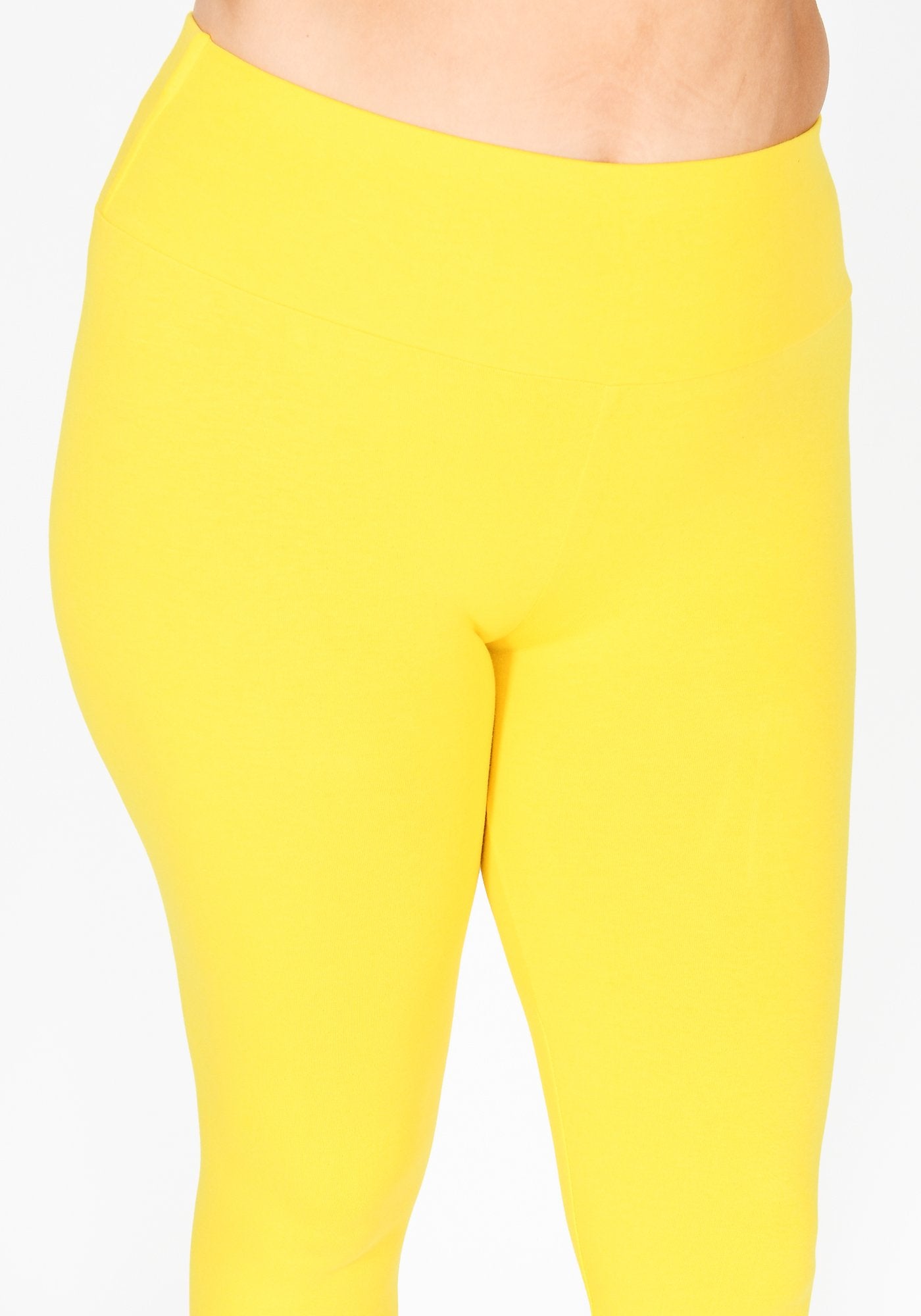 Plus Size Buttercup Yellow High Waisted Leggings 4