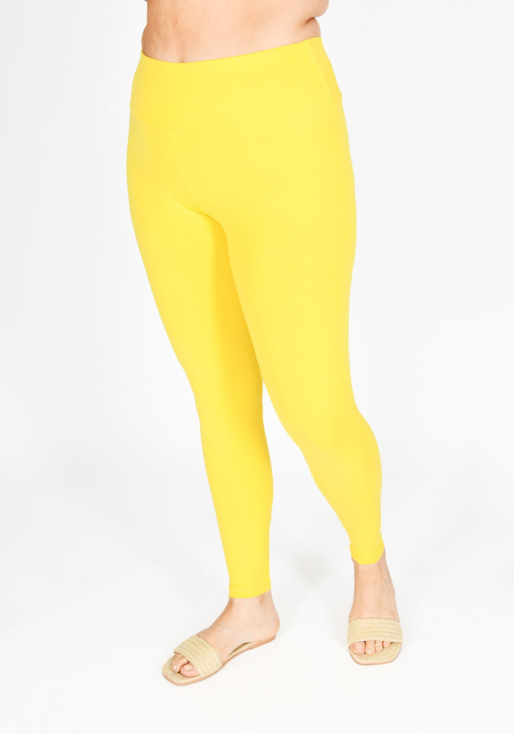 Plus Size Buttercup Yellow High Waisted Leggings 1