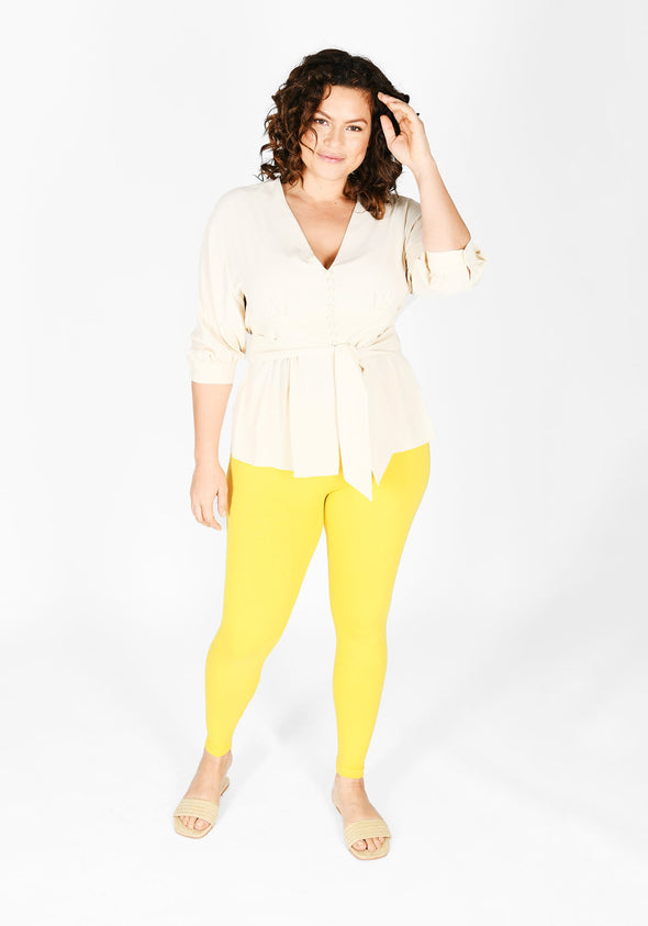 Plus Size Buttercup Yellow High Waisted Leggings 1