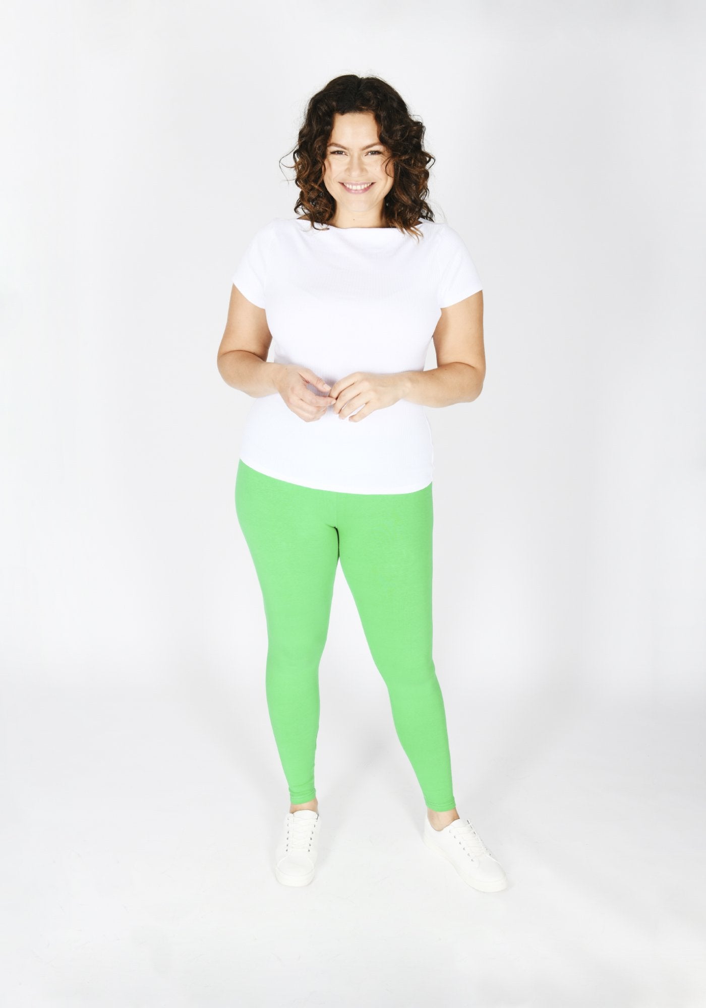 Plus Size Classic Green High Waisted Leggings 2