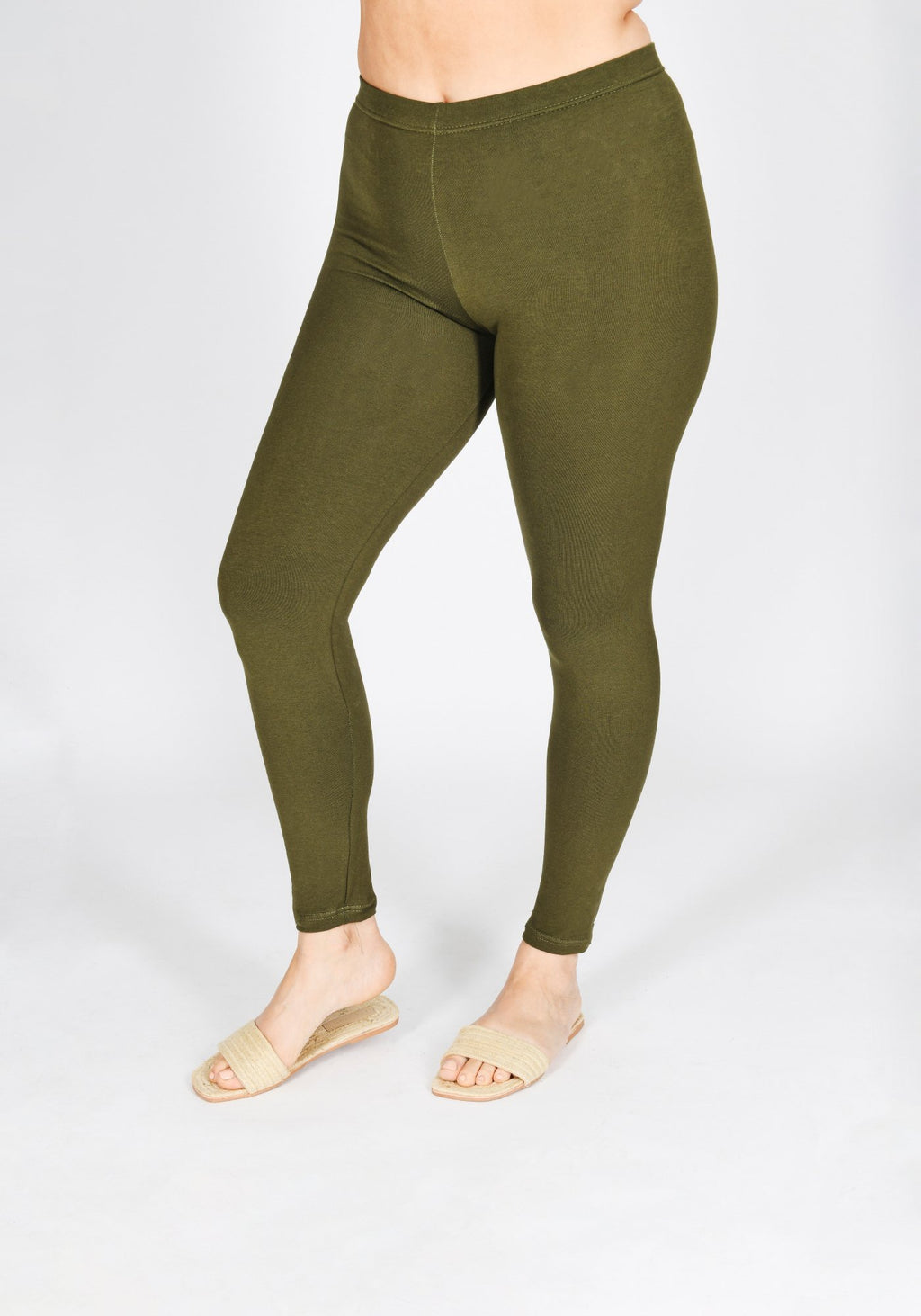 Classic Plus Size Khaki Green Leggings 1