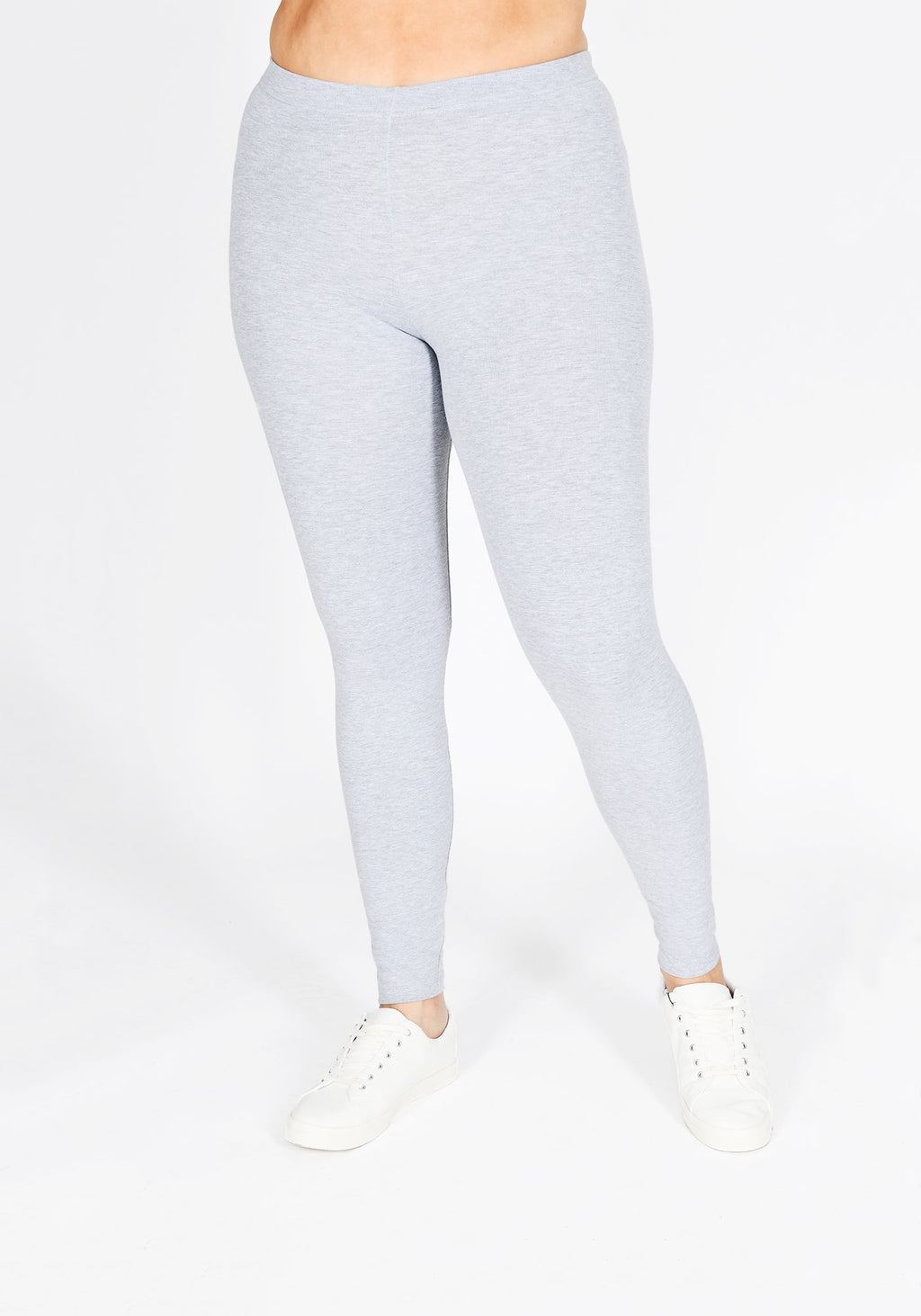 Classic Plus Size Light Grey Marl Leggings 1