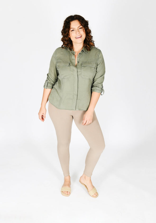 Classic Plus Size Oatmeal Beige Leggings 1