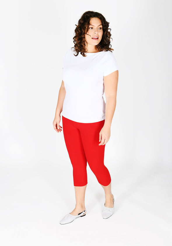 Plus Size Poppy Red Cropped Leggings 1