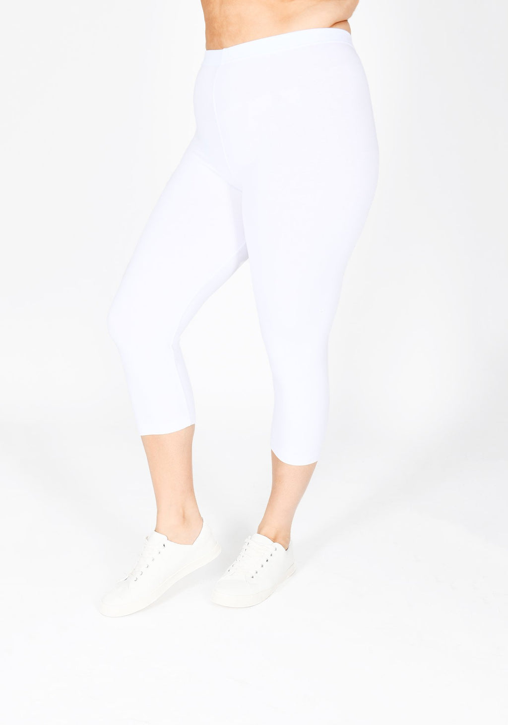 Plus Size White Cropped Leggings 1