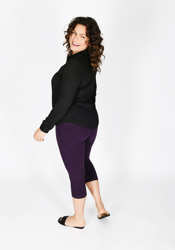 Plus Size Acai Purple Cropped Leggings 1