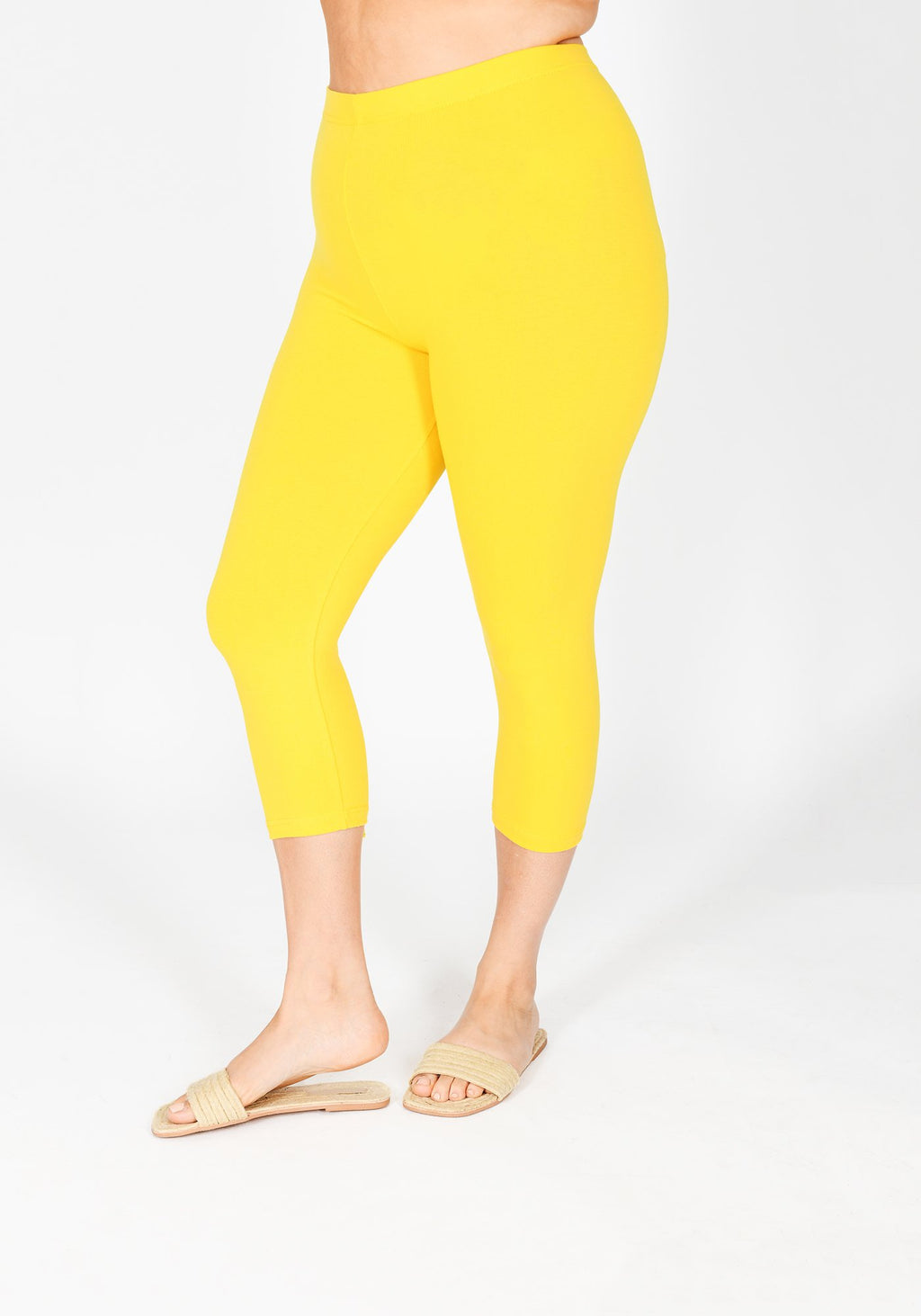 Plus Size Buttercup Yellow Cropped Leggings 1