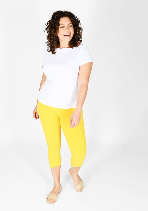 Plus Size Buttercup Yellow Cropped Leggings 1