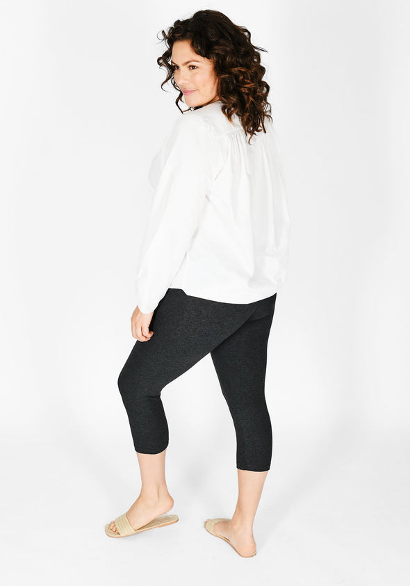 Plus Size Dark Grey Marl Cropped Leggings 1