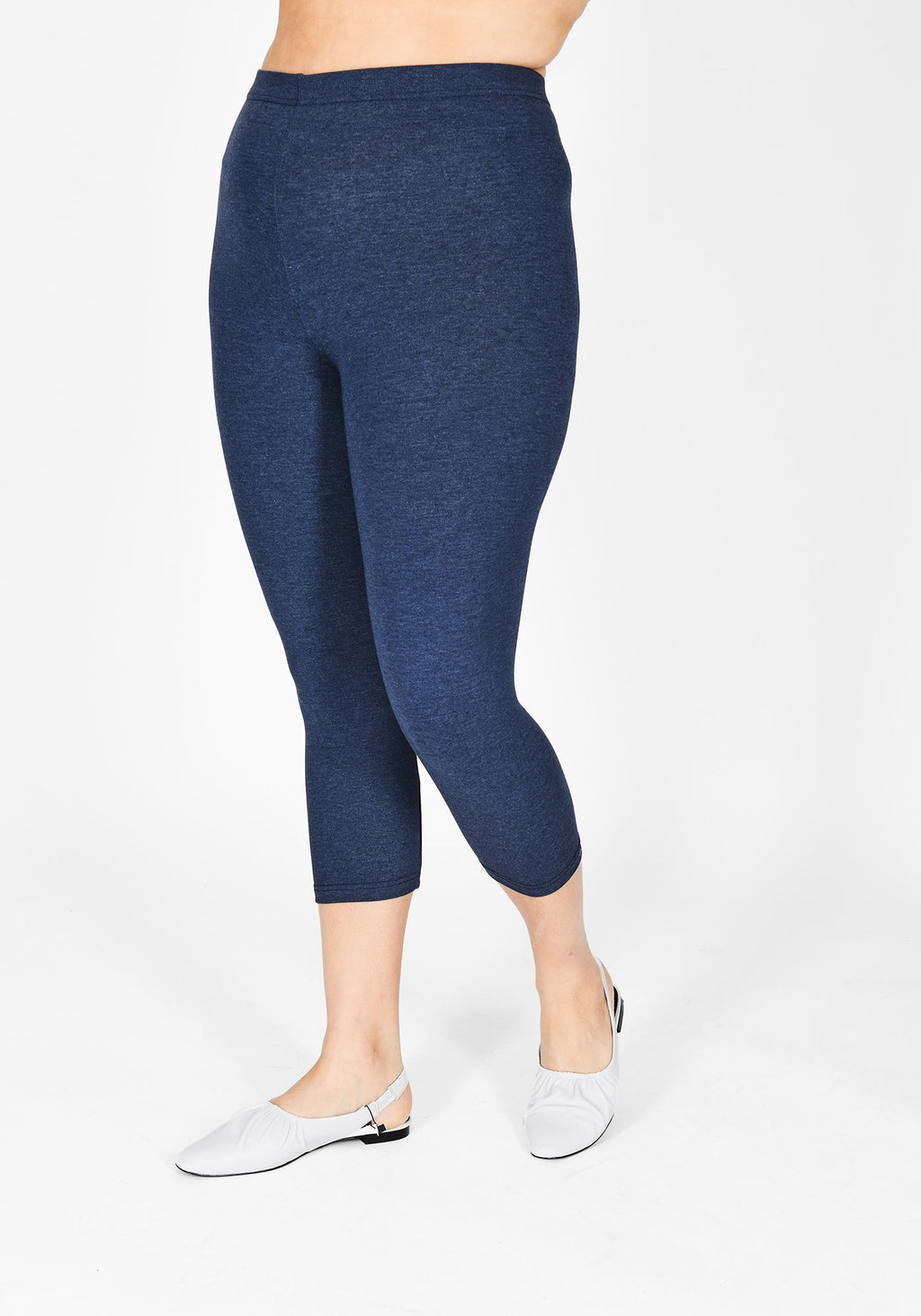 Plus Size Infinity Blue Marl Cropped Leggings 1