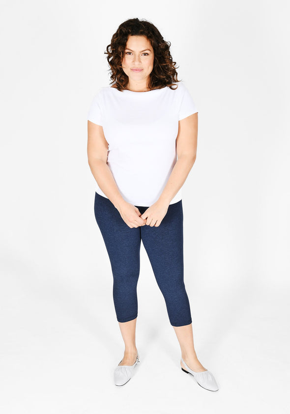 Plus Size Infinity Blue Marl Cropped Leggings 1