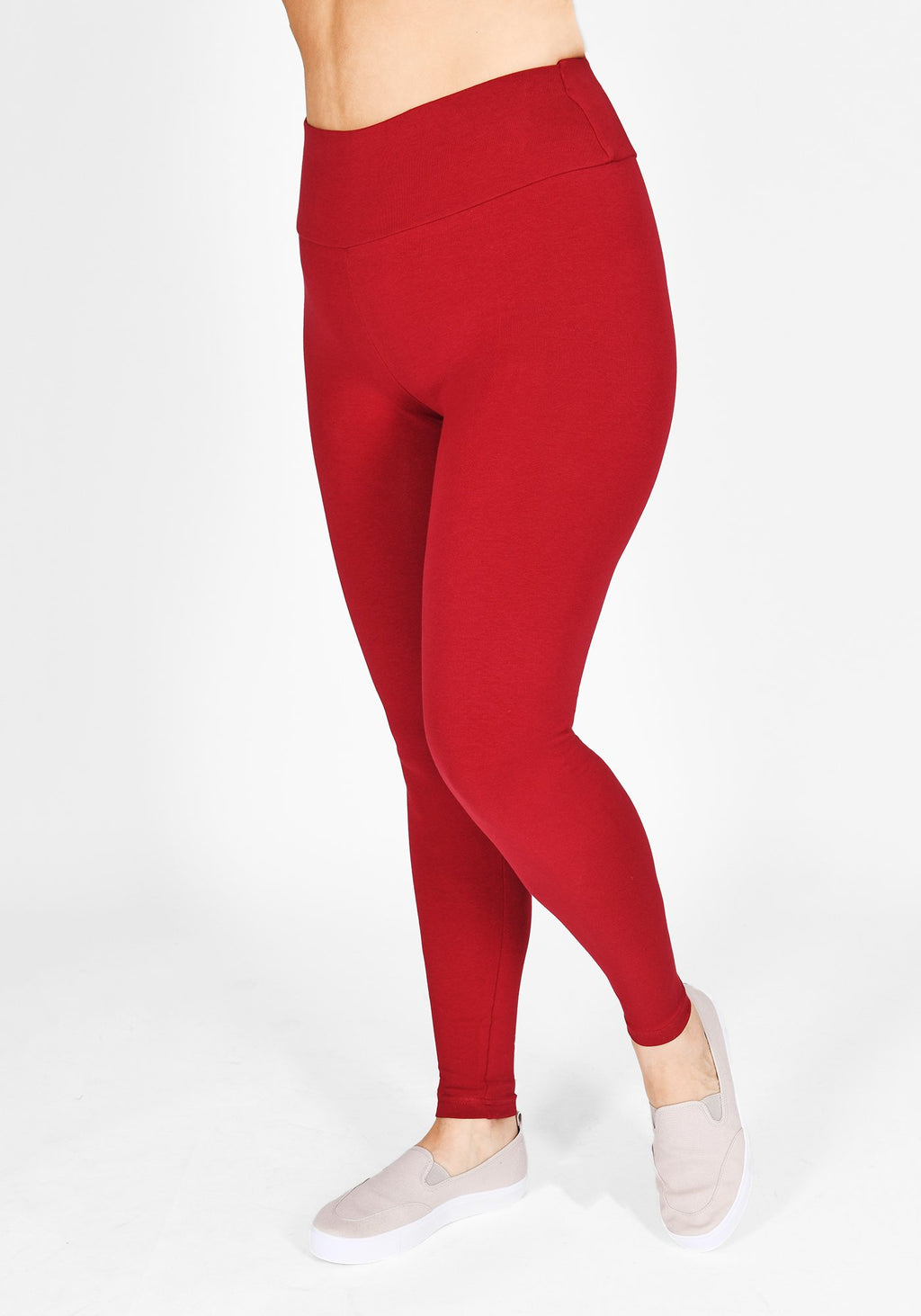 Plus Size Red Wine High Waisted Leggings 1