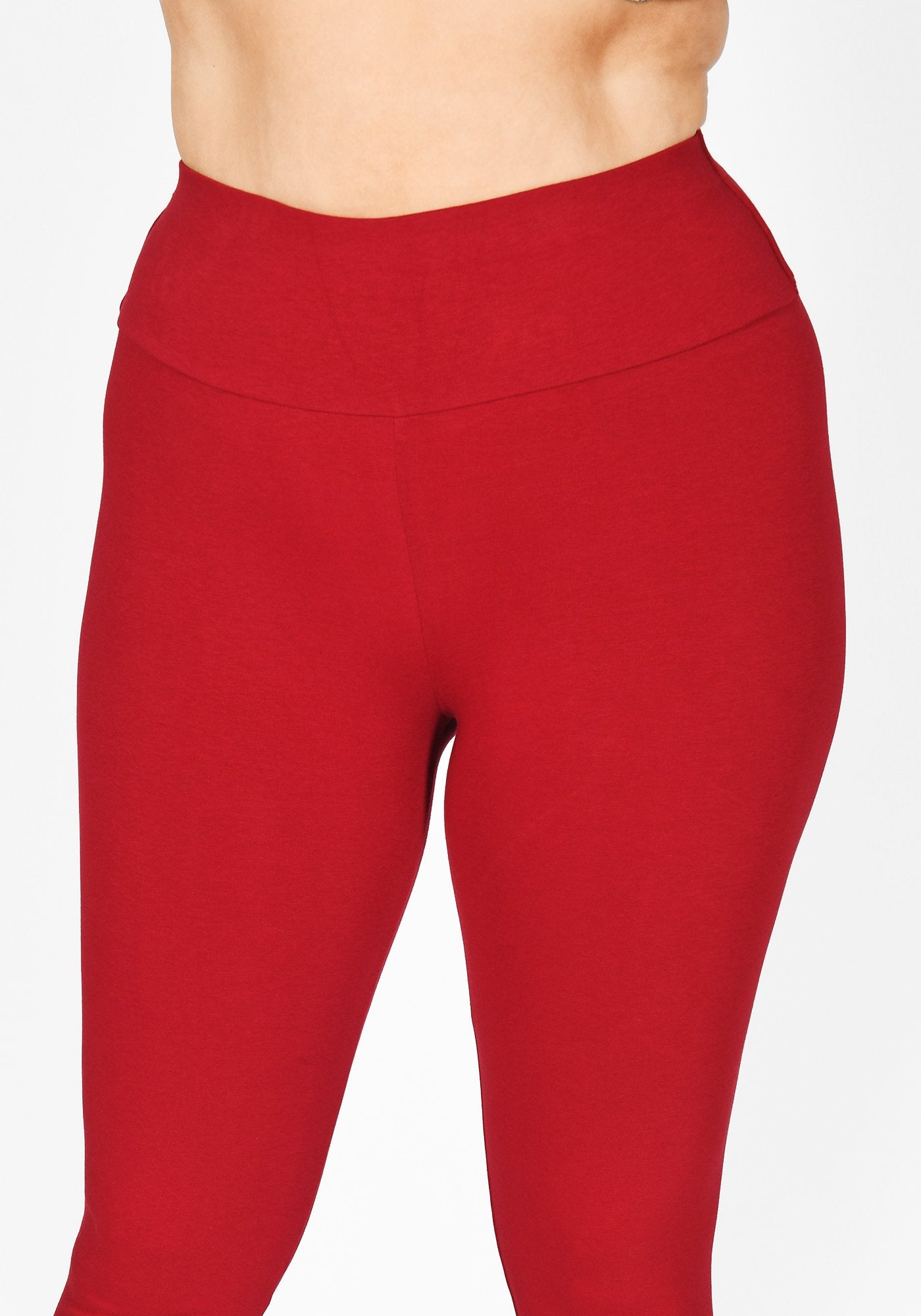 Plus Size Red Wine High Waisted Leggings 4