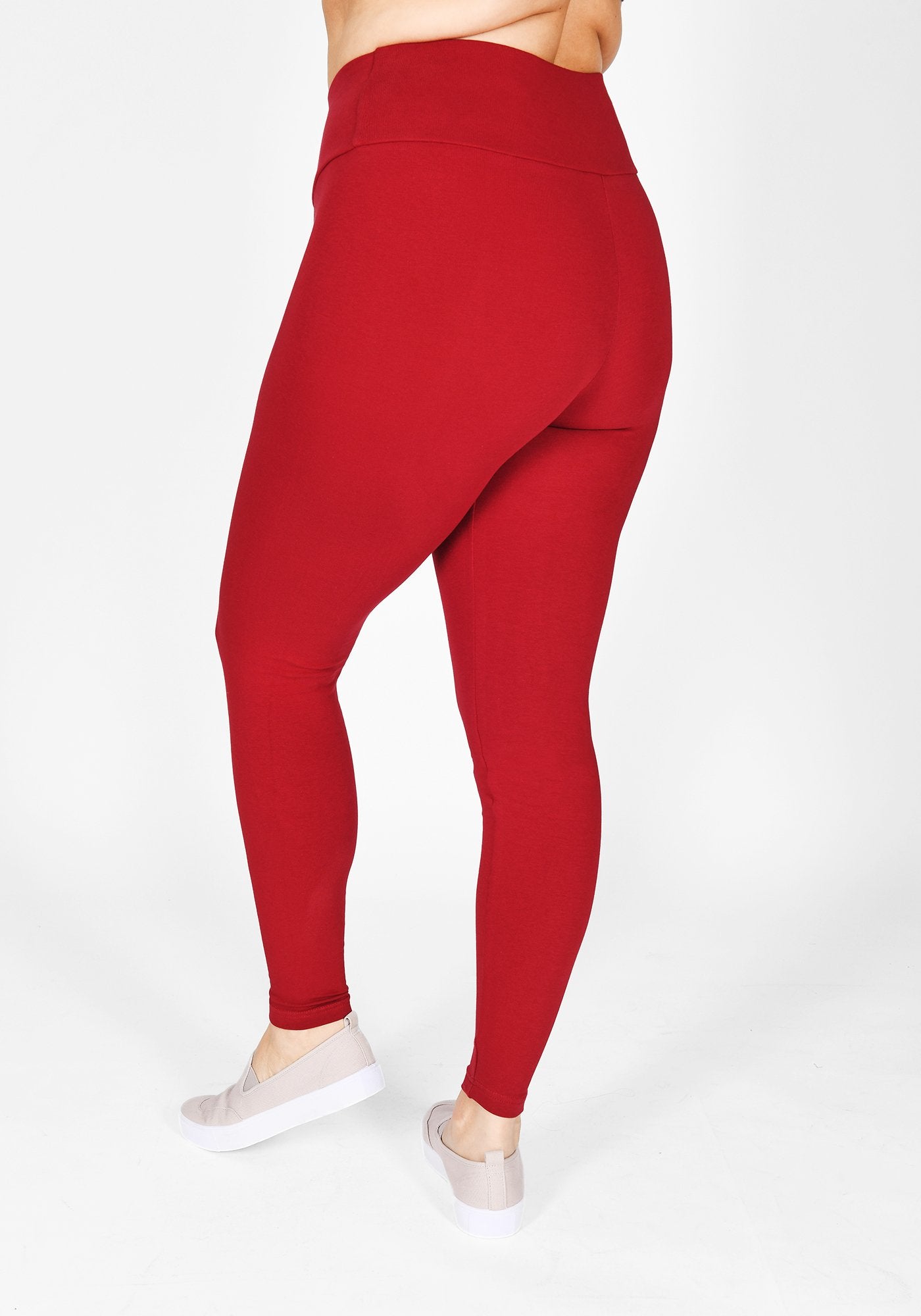 Plus Size Red Wine High Waisted Leggings 3
