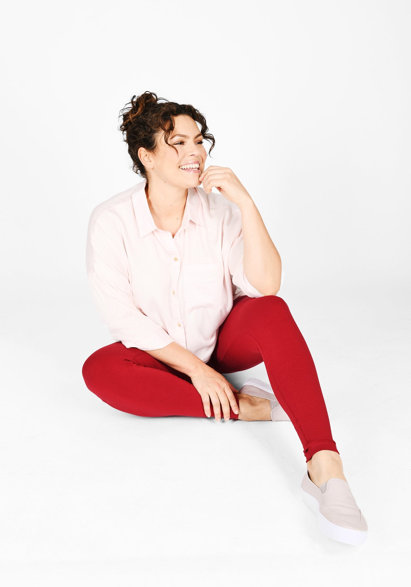 Plus Size Red Wine High Waisted Leggings 5