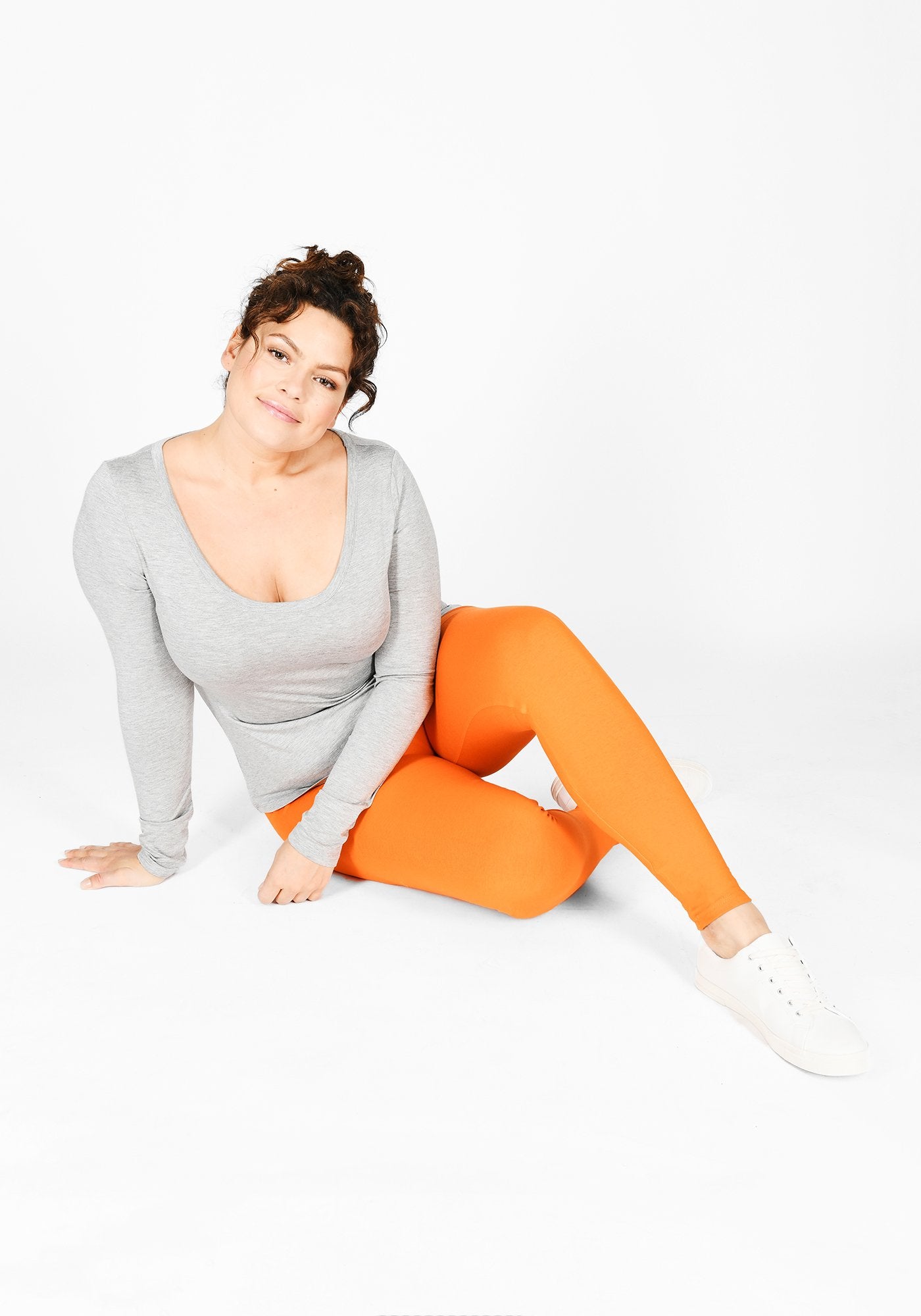 Plus Size Tiger Orange High Waisted Leggings 5