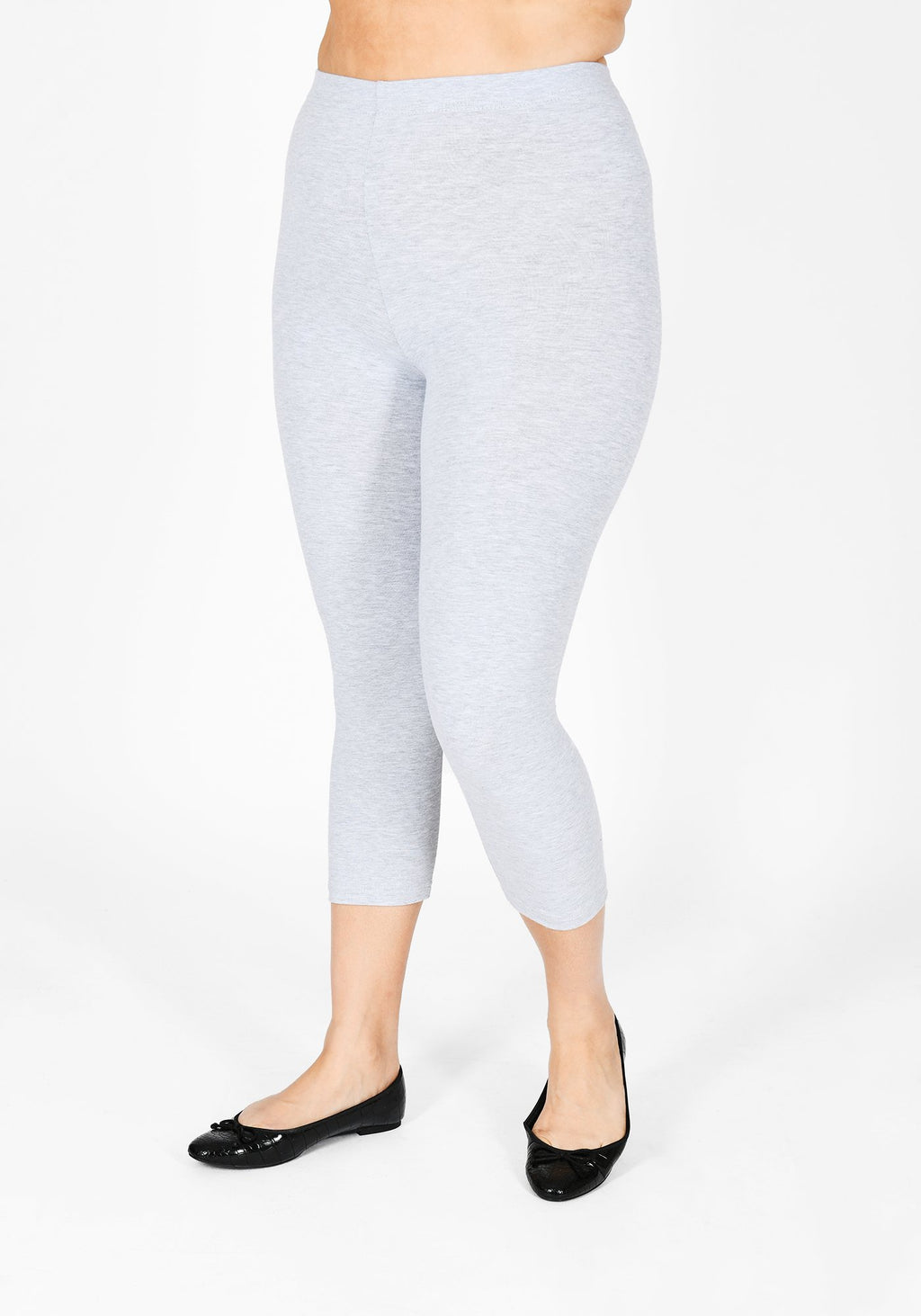 Plus Size Light Grey Marl Cropped Leggings 1