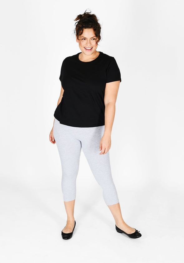 Plus Size Light Grey Marl Cropped Leggings 1
