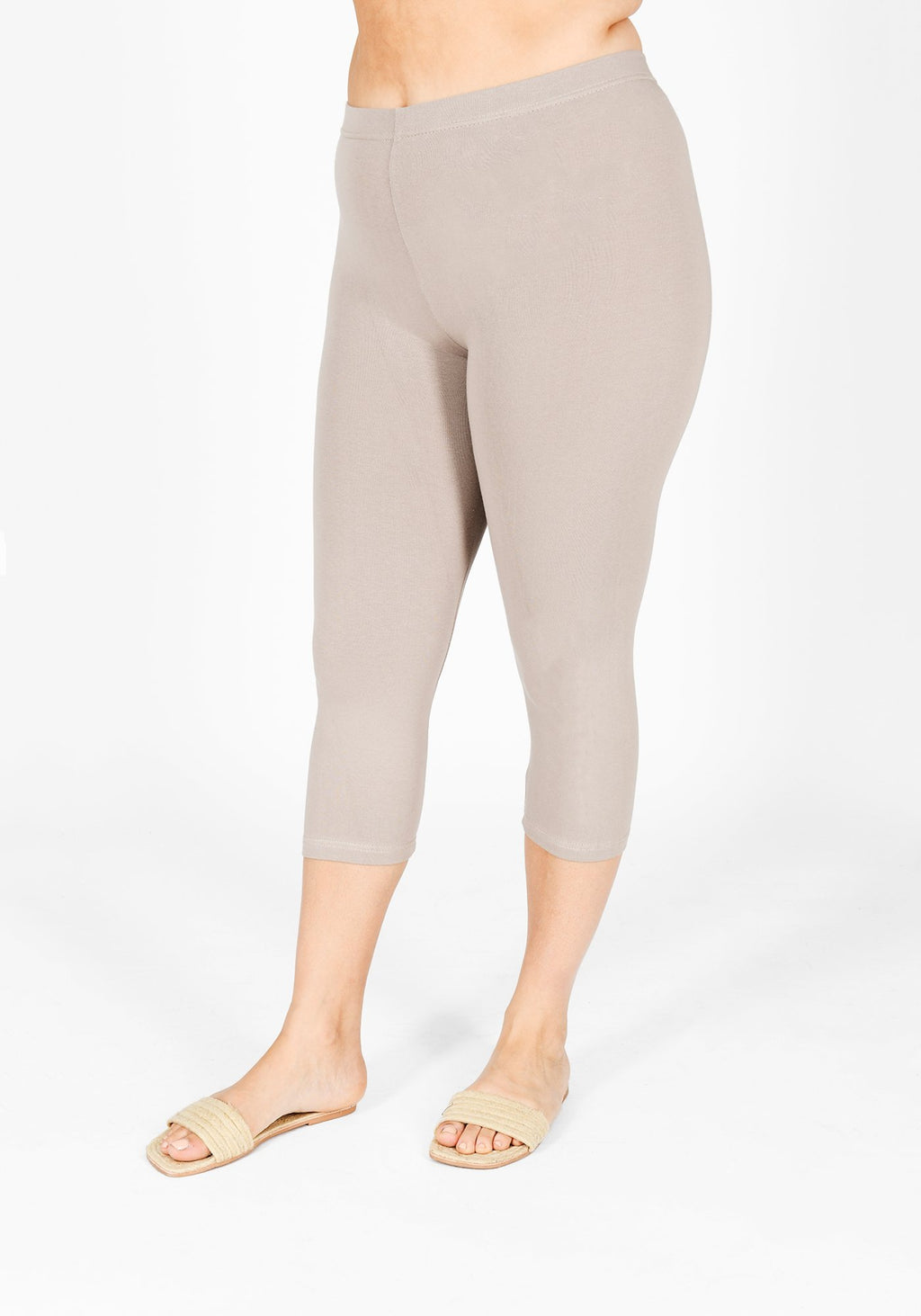 Plus Size Oatmeal Beige Cropped Leggings 1