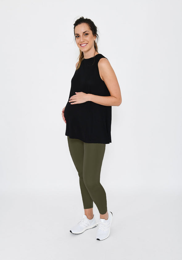 Focus Olive Green 7/8 Maternity Sports Leggings