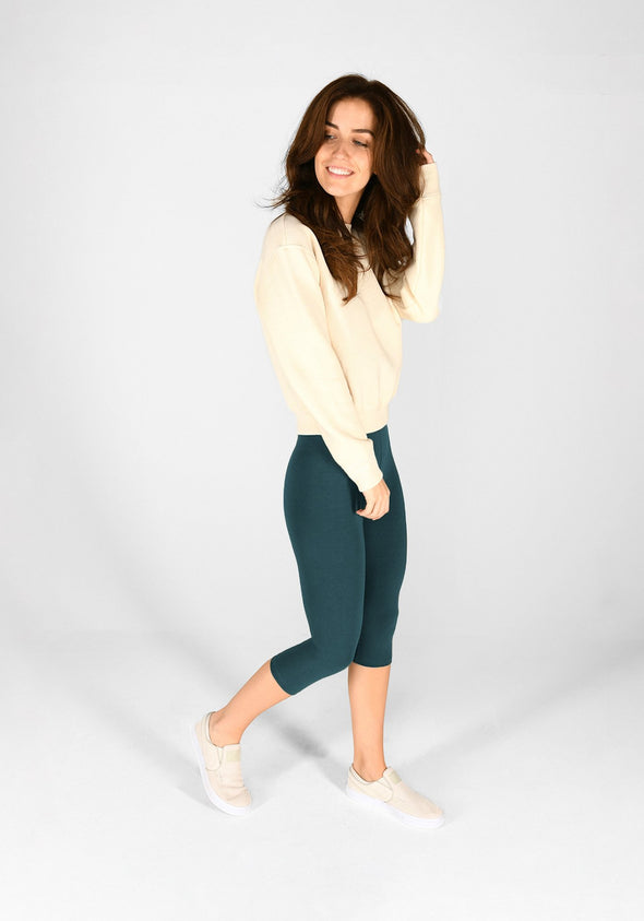 Petrol Blue Cropped Leggings