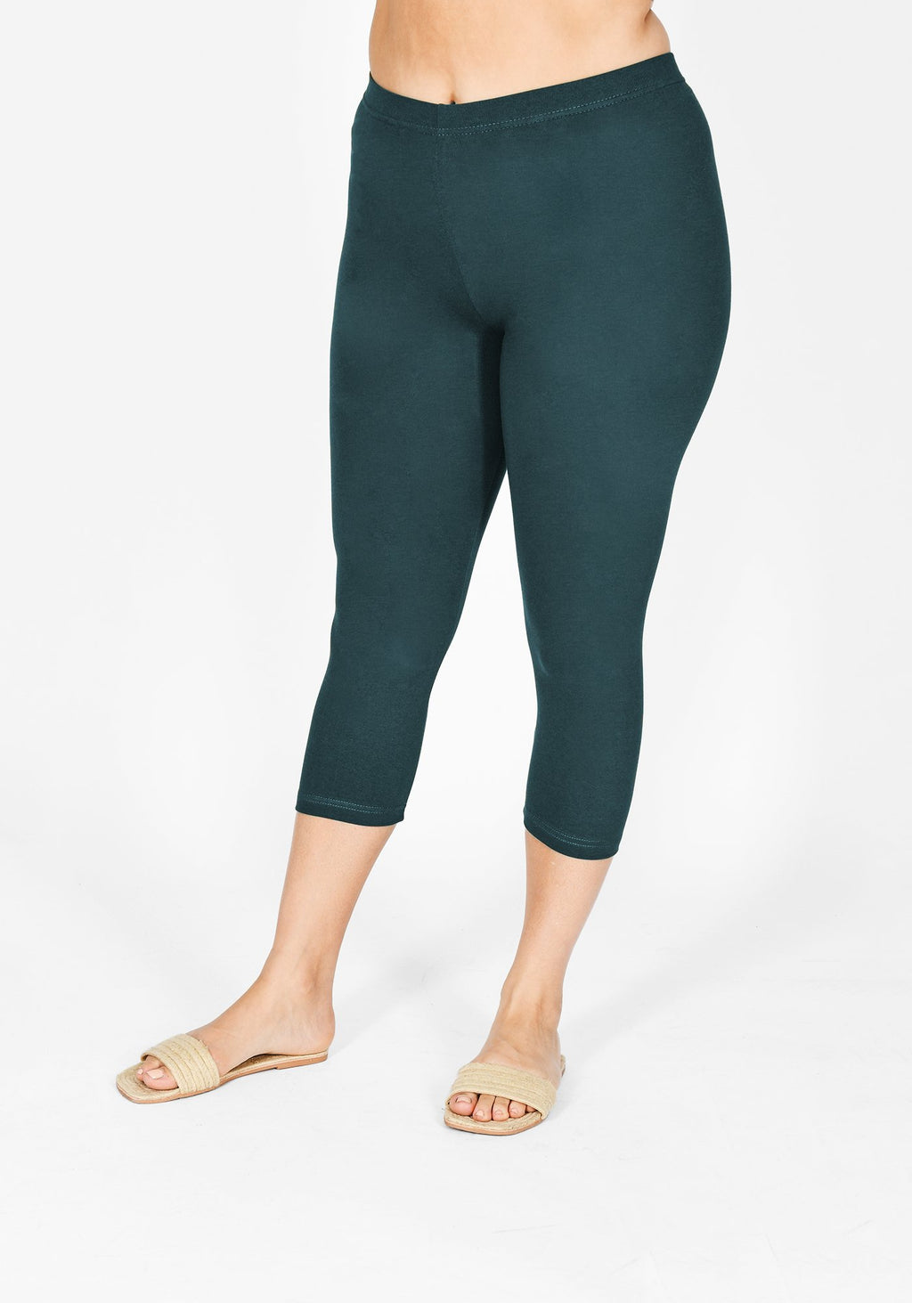 Plus Size Petrol Blue Cropped Leggings