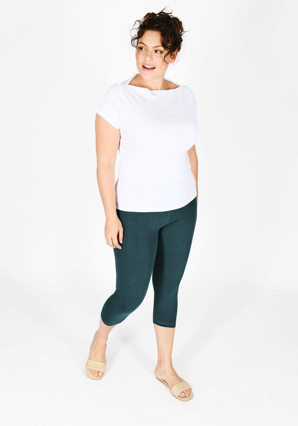 Plus Size Petrol Blue Cropped Leggings