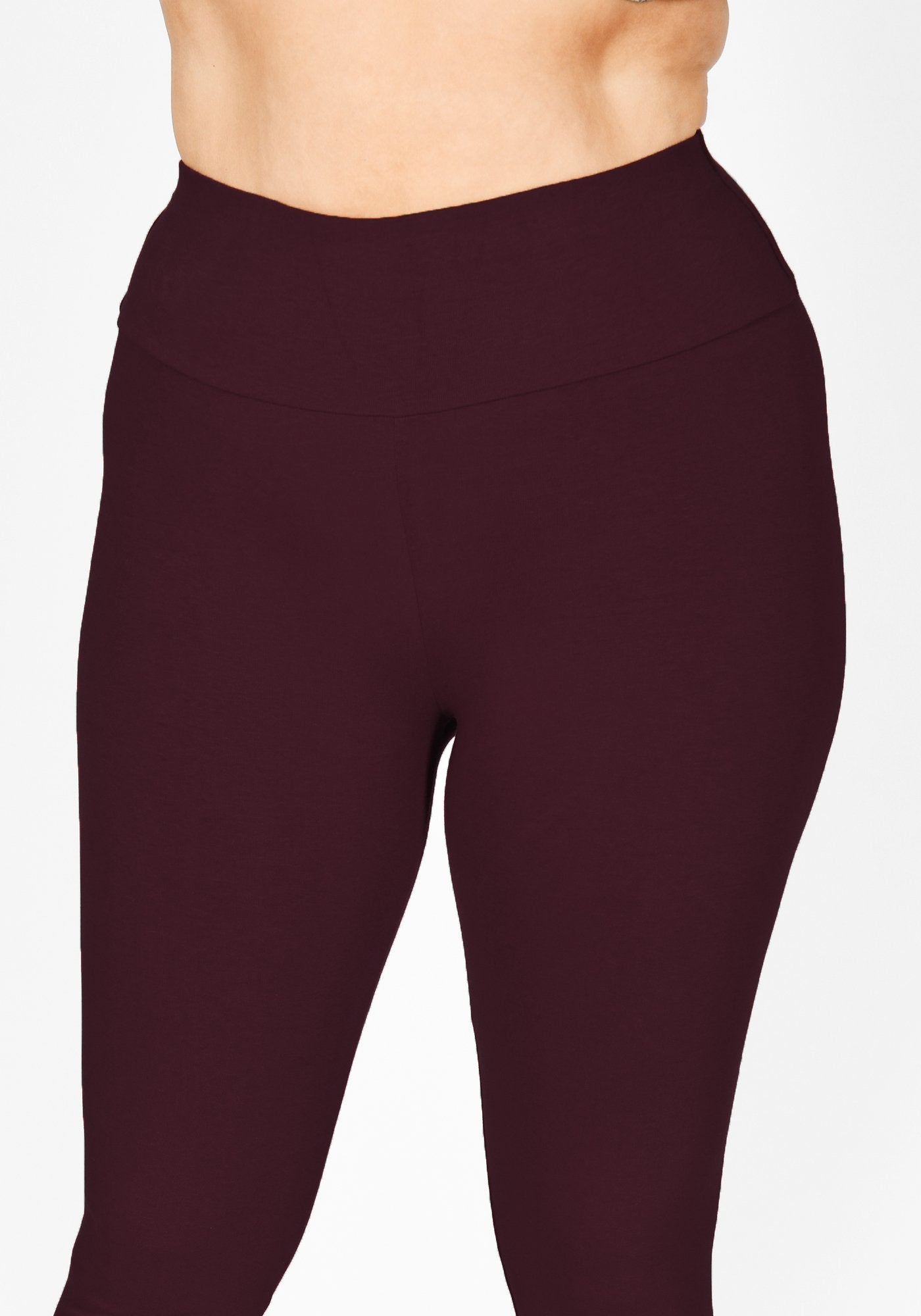 Plus Size Burgundy High Waisted Leggings