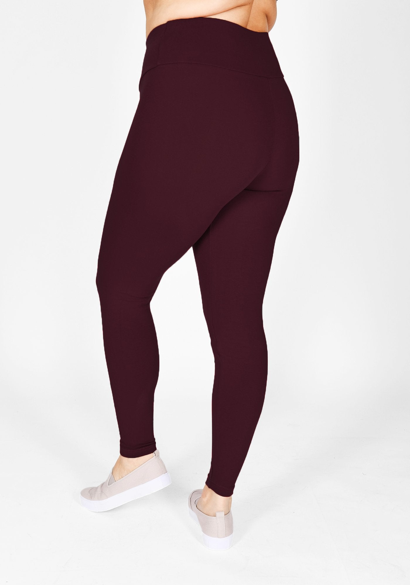 Plus Size Burgundy High Waisted Leggings