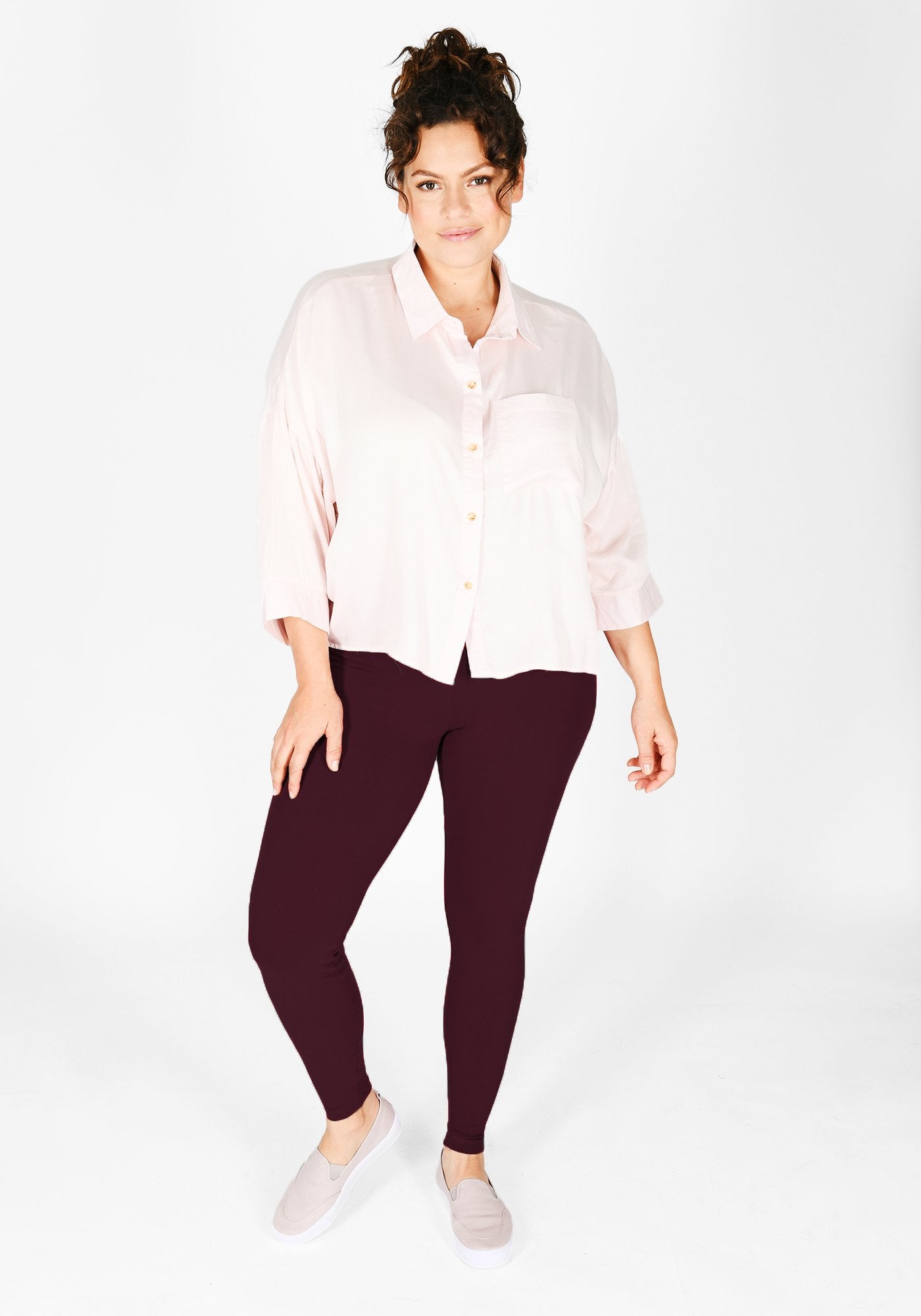 Plus Size Burgundy High Waisted Leggings