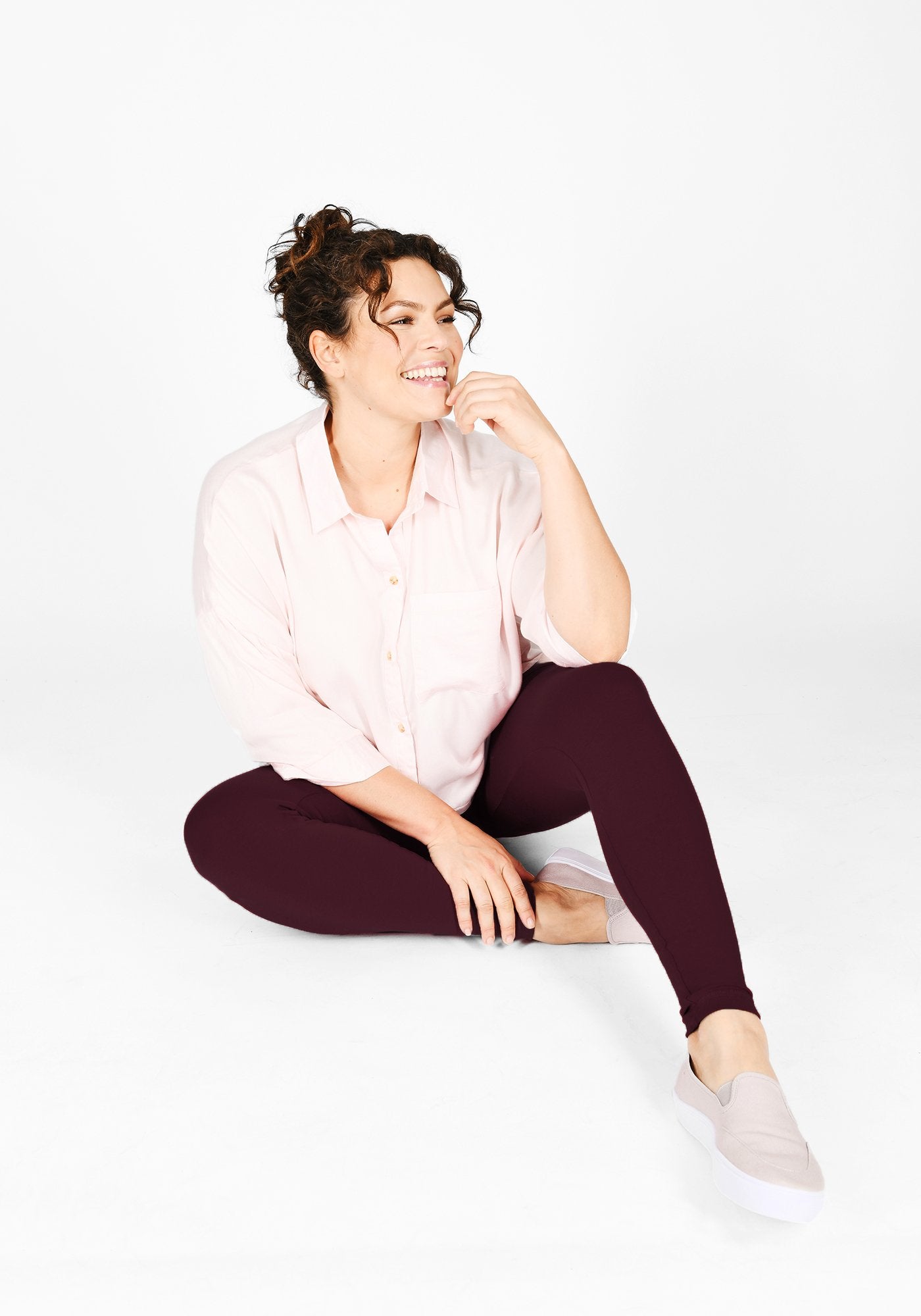 Plus Size Burgundy High Waisted Leggings