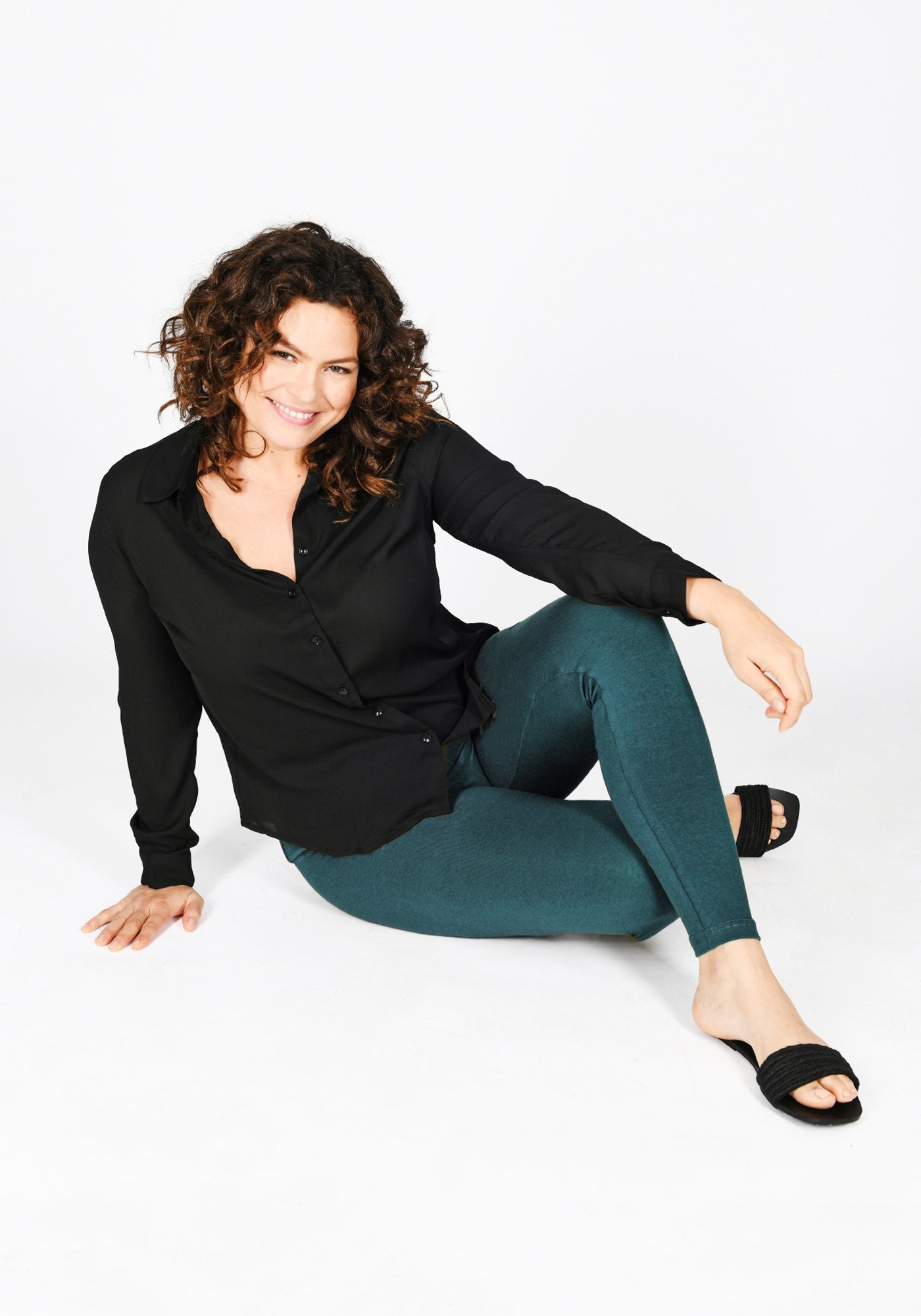 Plus Size Petrol Blue High Waisted Leggings